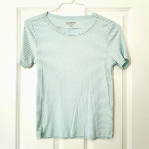 Lucky Brand Mint Ribbed Short Sleeve Scoop Neck Tee